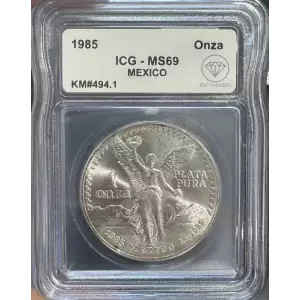 1985 Mexican 1 onza Silver Libertad ICG MS68 - IDC Verified