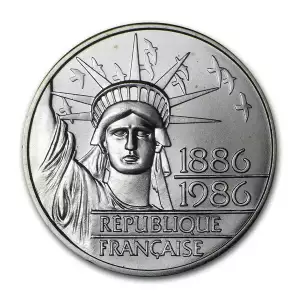 1986 France Silver 100 Francs Piedfort Statue of Liberty BU