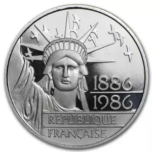 1986 Platinum 100 Francs Statue of Liberty Proof (2)