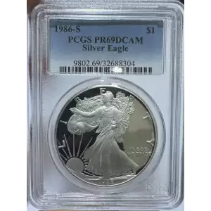 1986 S American Silver Eagle PCGS PR-69 DCAM