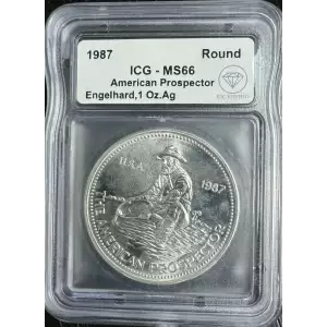 1987 IDC Verified 1 oz Engelhard Prospector Round ICG MS66 Last Year of Prod