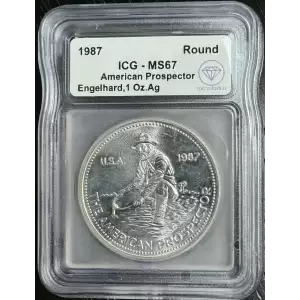 1987 IDC Verified 1 oz Engelhard Prospector Round ICG MS67 - Last Year of Prod