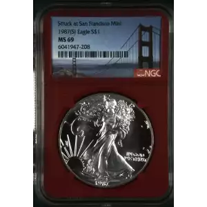 1987(S) American Silver Eagle NGC MS69 (Bridge Label)