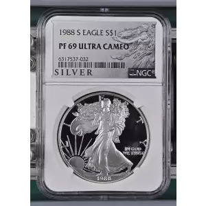 1988 S American Silver Eagle NGC PF69 Ultra Cameo (2)