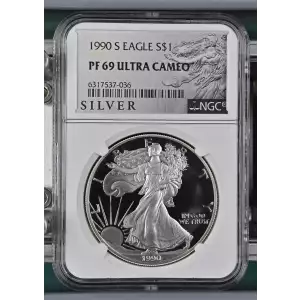 1990 S American Silver Eagle NGC PF69 Ultra Cameo (2)