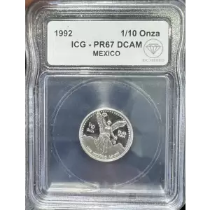 1992 1/10 Onza Silver Libertad ICG PR-67 (2)