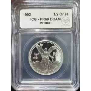 1992 1/2 Onza Silver Libertad ICG PR-69 DCAM IDC Verified (2)