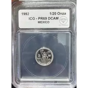 1992 1/20 Onza Silver Libertad ICG PR-69 IDC Verified (2)