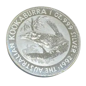 1992 Australia 1 oz Silver Kookaburra (Slight toning)