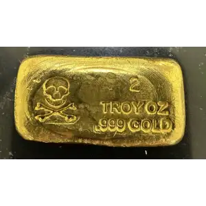 2 Oz Gold Bar Cast Poured Skull and Bones