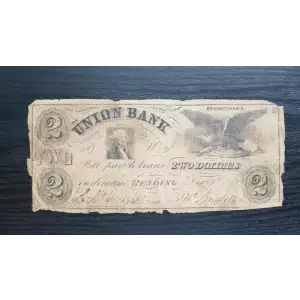 $2 The Union Bank of Reading Pennsylvania Dec. 1st, 1861