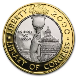 2000-W Proof $10 US Mint Bimetallic Commem Library of Congress Coin (Box + CoA)