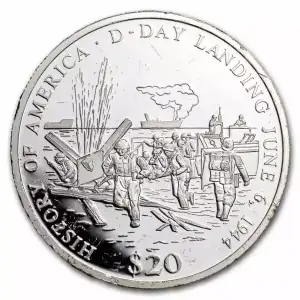 2001 Liberia Silver $20 D-Day Landing Proof (COA) (2)