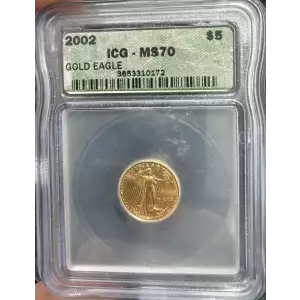 2002 $5 American Gold Eagle ICG MS70