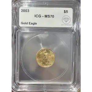 2003 $5 American Gold Eagle ICG MS70 IDC Verified