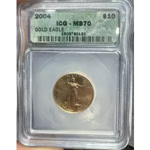 2004 $10 American Gold Eagle 1/4 oz ICG MS-70