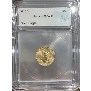 2005 $5 American Gold Eagle ICG MS70 IDC Verified