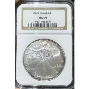 2006 American Silver Eagle NGC MS69 (w toning) (2)