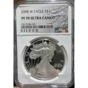 2008 W American Silver Eagle NGC PF70 Ultra Cameo (Silver Label) (2)