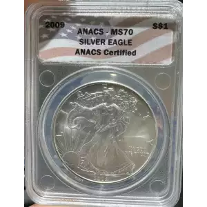 2009 American Silver Eagle ANACS MS70 American Flag Label