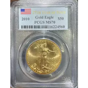 2010 $50 Gold eagle PCGS MS70 25th Year of Issue (2)