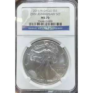 2011 W American Silver Eagle NGC MS-70 25TH ANNIVERSARY SET