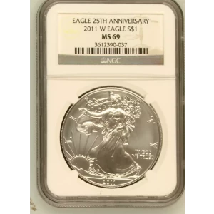 2011 W American Silver Eagle NGC MS69 Burnished ER 25th Ann (2)