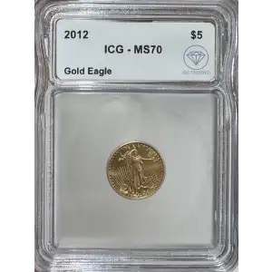 2012 $5 American Gold Eagle ICG MS70 IDC Verified