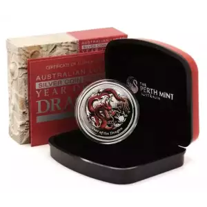 2012 Australia 1 oz Silver Dragon (Gilded, w/Box & COA) [DUPLICATE for #548283]