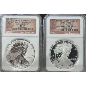 2012 S American Silver Eagle 2 Coin Set (PF69/PF69 Ultra Cameo)