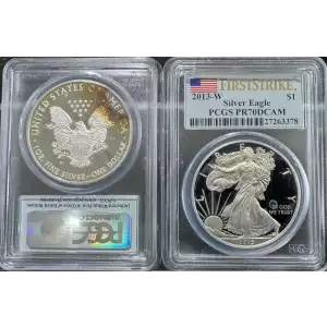 2013-W American Silver Eagle PCGS PR70DCAM (with Toning/Milkspots)