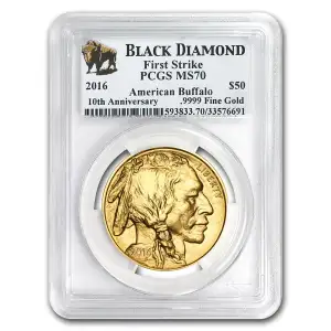 2016 $50 American Gold Buffalo PCGS MS 70 (FS, Black Diamond)
