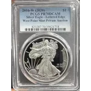 2016-W (2020) American Silver Eagle PCGS PF70DCAM Lettered Edge WPM Priv Auction (2)