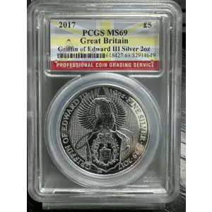 2017 PCGS MS69 Great Britain Griffin of Edward III Silver 2oz