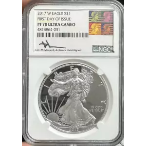 2017-W American Silver Eagle NGC PF70 First Day of Issue Ultra Cameo