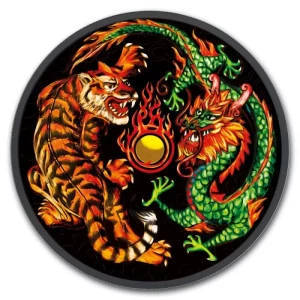 2018 1oz $1 Australian Silver Dragon & Tiger Colorized Ruthenium Coin (3)