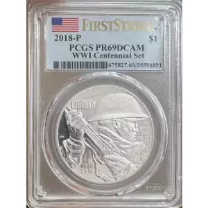 2018-P $1 WWI Centennial Set First Strike 2 piece Set, DCAM