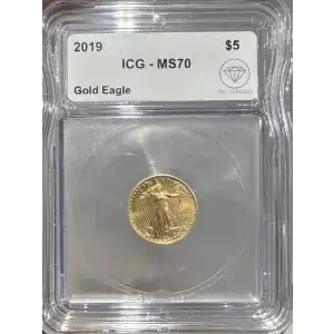 2019 $5 American Gold Eagle ICG MS70 IDC Verified