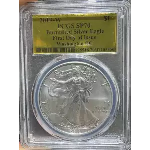 2019-W American Silver Eagle PCGS SP70 Burnished Silver Eagle FDI Washington DC