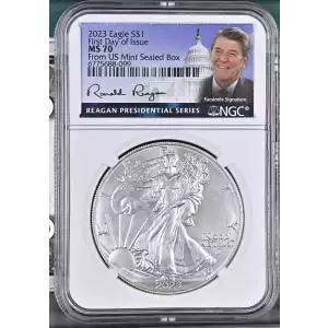 2020 American Silver Eagle NGC MS70 FDI - Ronald Reagan Signed (2)