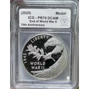 (2020) End of World War II 75th Anniversary PCGS PR70 Silver Medal IDC Verified (3)