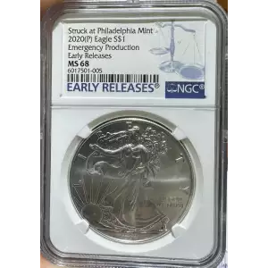 2020-(P) American Silver Eagle NGC MS68 Emergency Production ER