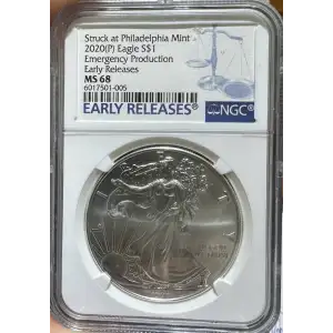 2020-(P) American Silver Eagle NGC MS68 Emergency Production ER