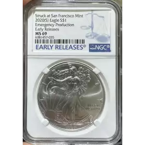 2020-(S) American Silver Eagle NGC MS69 Emergency Production ER