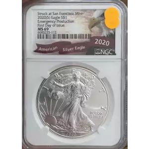 2020-(S) American Silver Eagle NGC MS69 Emergency Production First Day of Issue