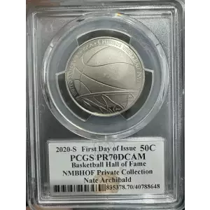 2020-S First Day of Issue PCGS PR70DCAM Basketball Hall of Fame NMBHOF Private Collection - Nate Archibald Signed