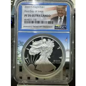 2020 S  First Day of Issue PF70UC NGC Donald Trump Label (2)