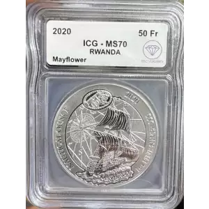 2020 Silver Rwanda Mayflower ICG MS70 IDC Verified