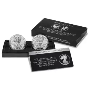 2021 1oz American Silver Eagle Reverse Proof Two Coin Set (Box/COA)