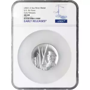 2021 2.5oz Silver Medal Air Force NGC ER MS69